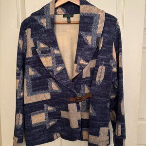 Ralph Lauren/Lauren Jean Co./LRL Aztec/Southwestern Jacket – Blue/tan/white